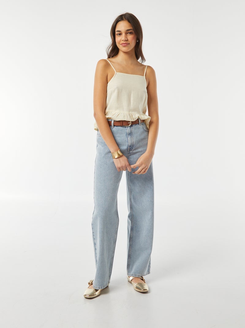 Débardeur à fines bretelles et motif BEIGE - Kiabi