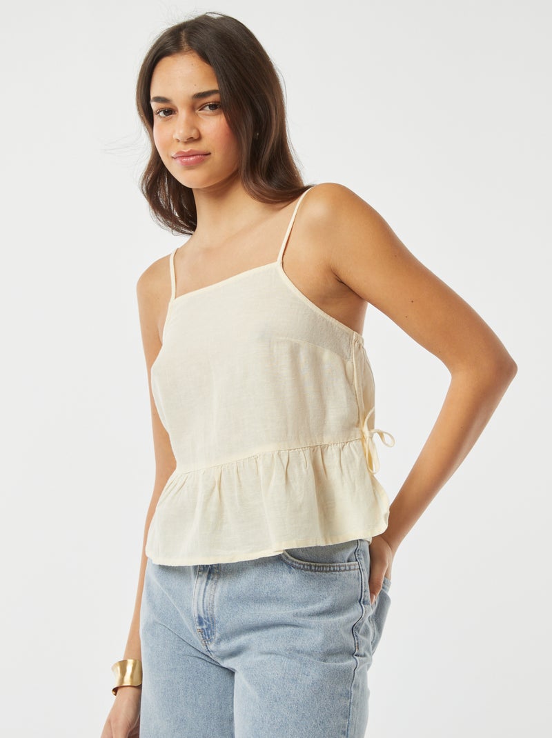 Débardeur à fines bretelles et motif BEIGE - Kiabi