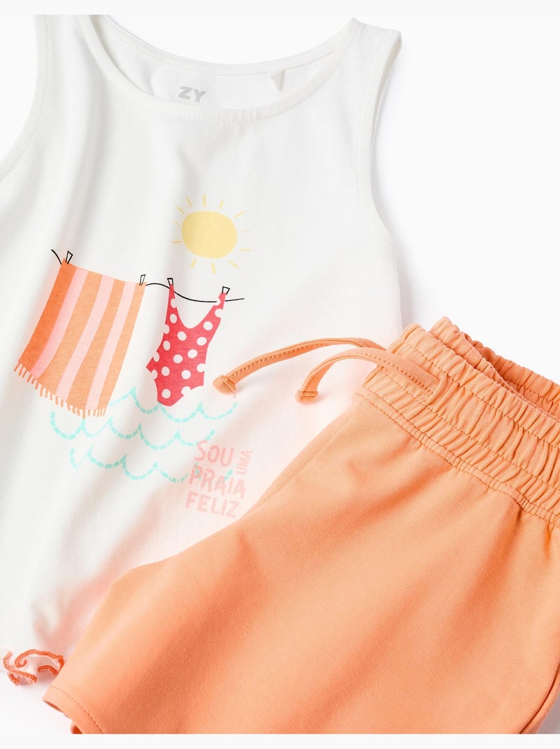 Débardeur à imprimé + short en coton Blanc - Kiabi
