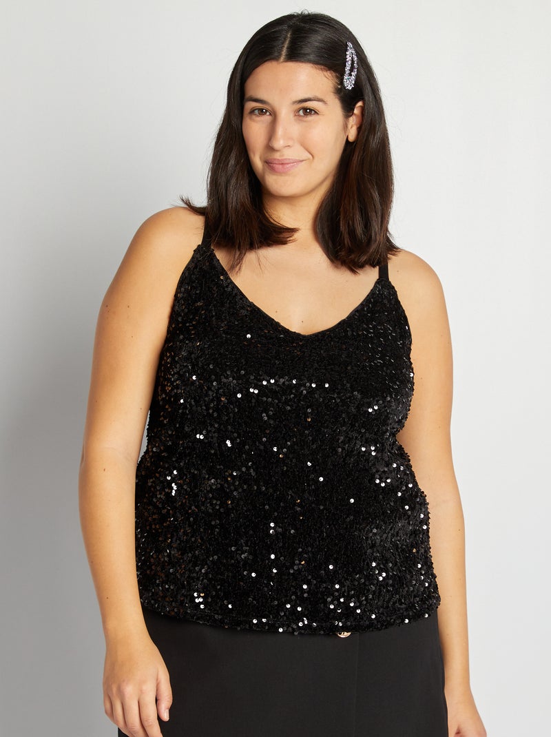 Débardeur à sequins noir - Kiabi