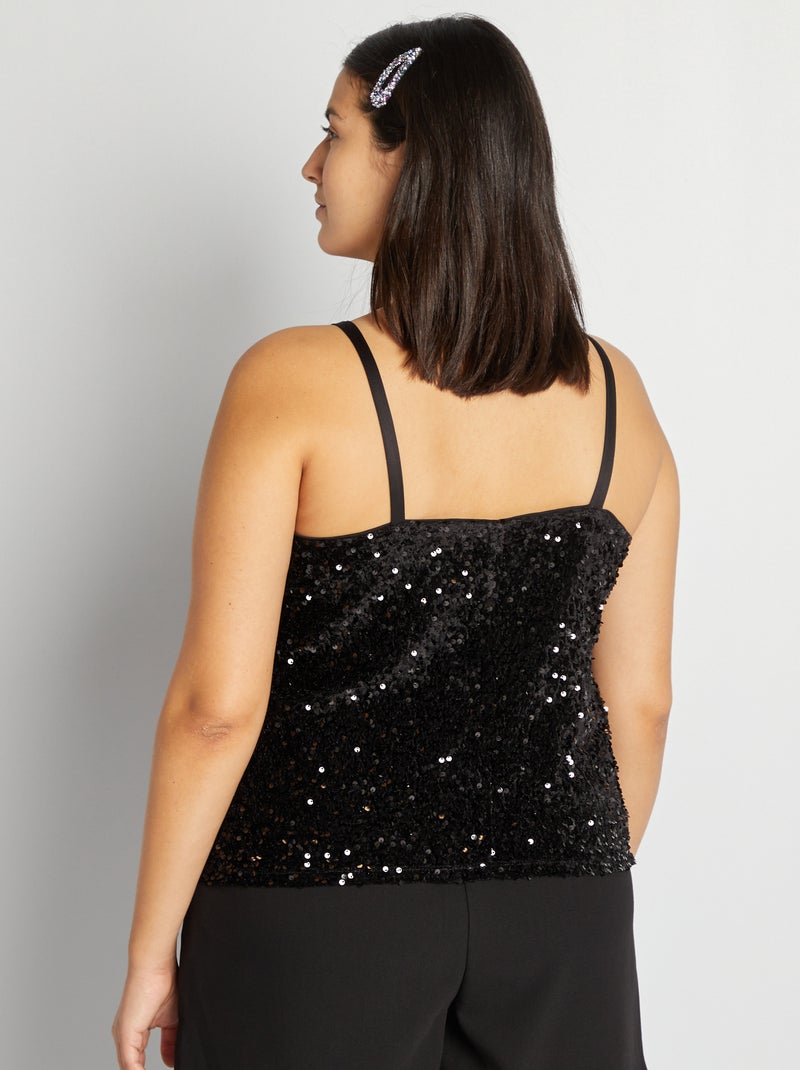 Débardeur à sequins noir - Kiabi