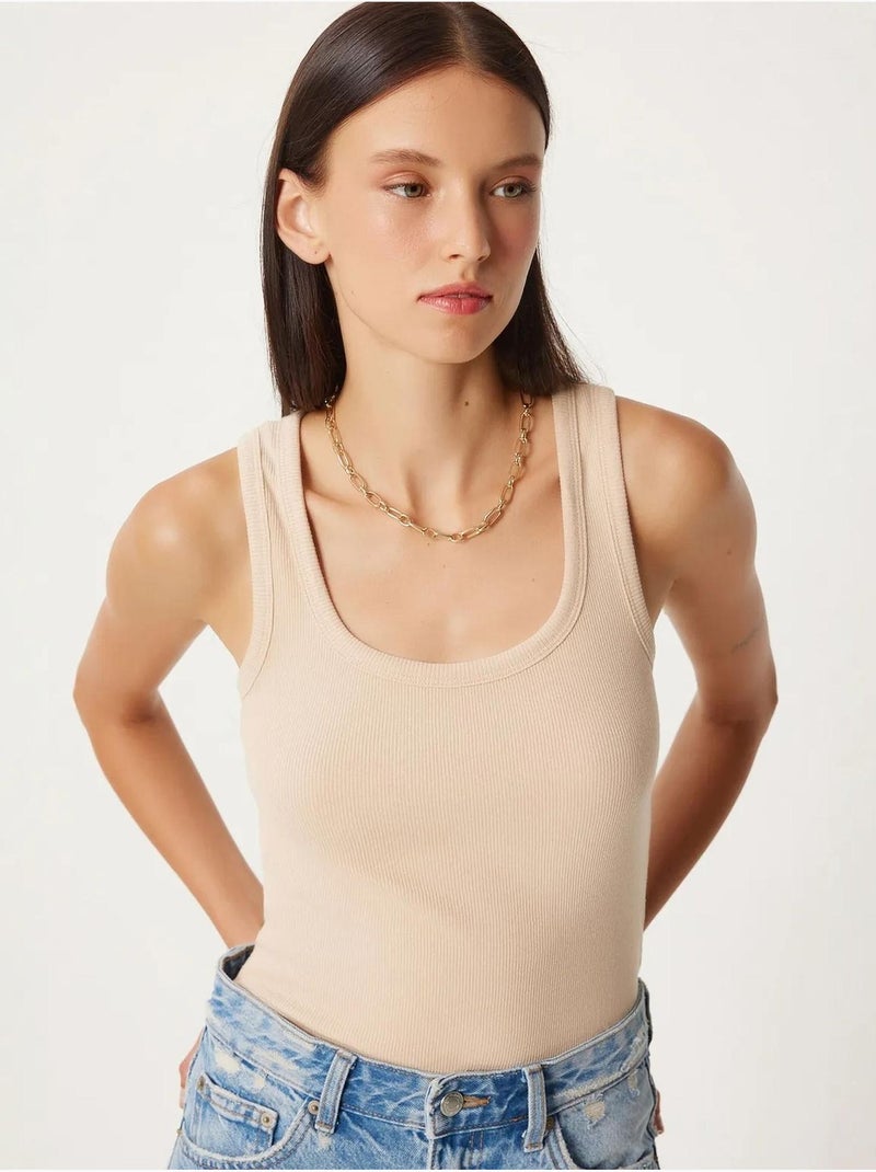 Débardeur ajusté en maille à col en u, lot de 2 istanbul Beige - Kiabi