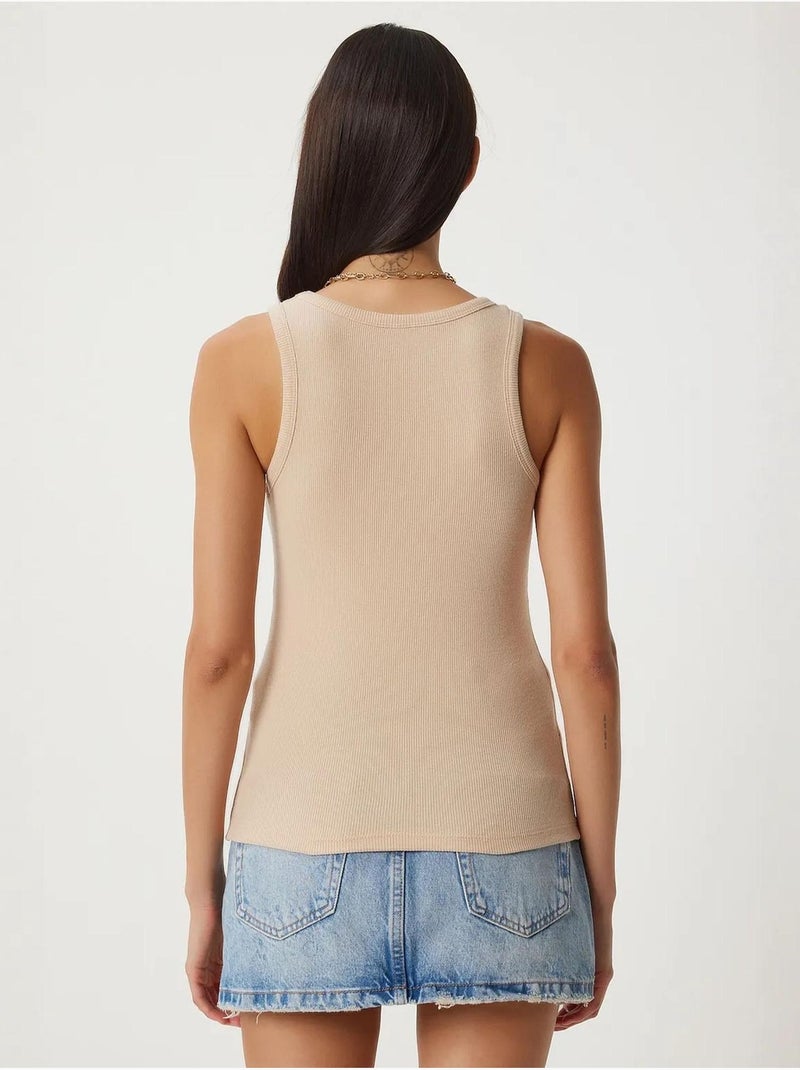 Débardeur ajusté en maille à col en u, lot de 2 istanbul Beige - Kiabi