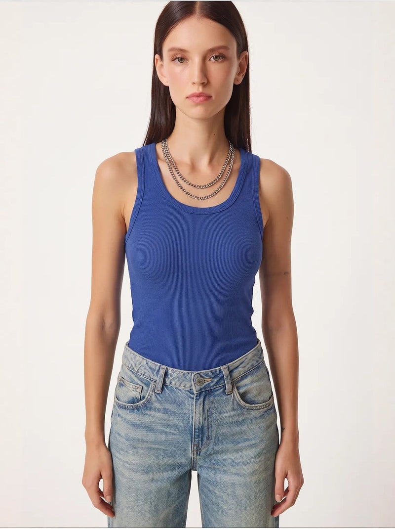 Débardeur ajusté en maille à col en u, lot de 2 istanbul Bleu cobalt - Kiabi
