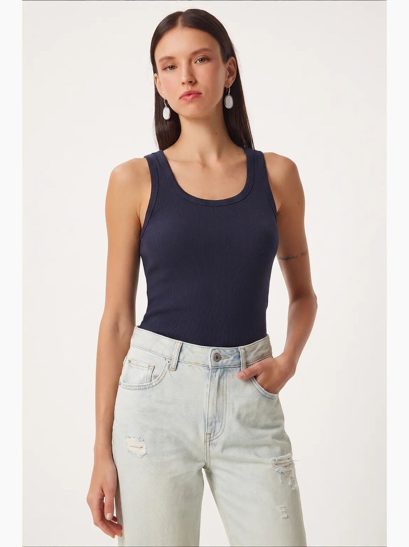 Débardeur ajusté en maille à col en u, lot de 2 istanbul Bleu marine - Kiabi