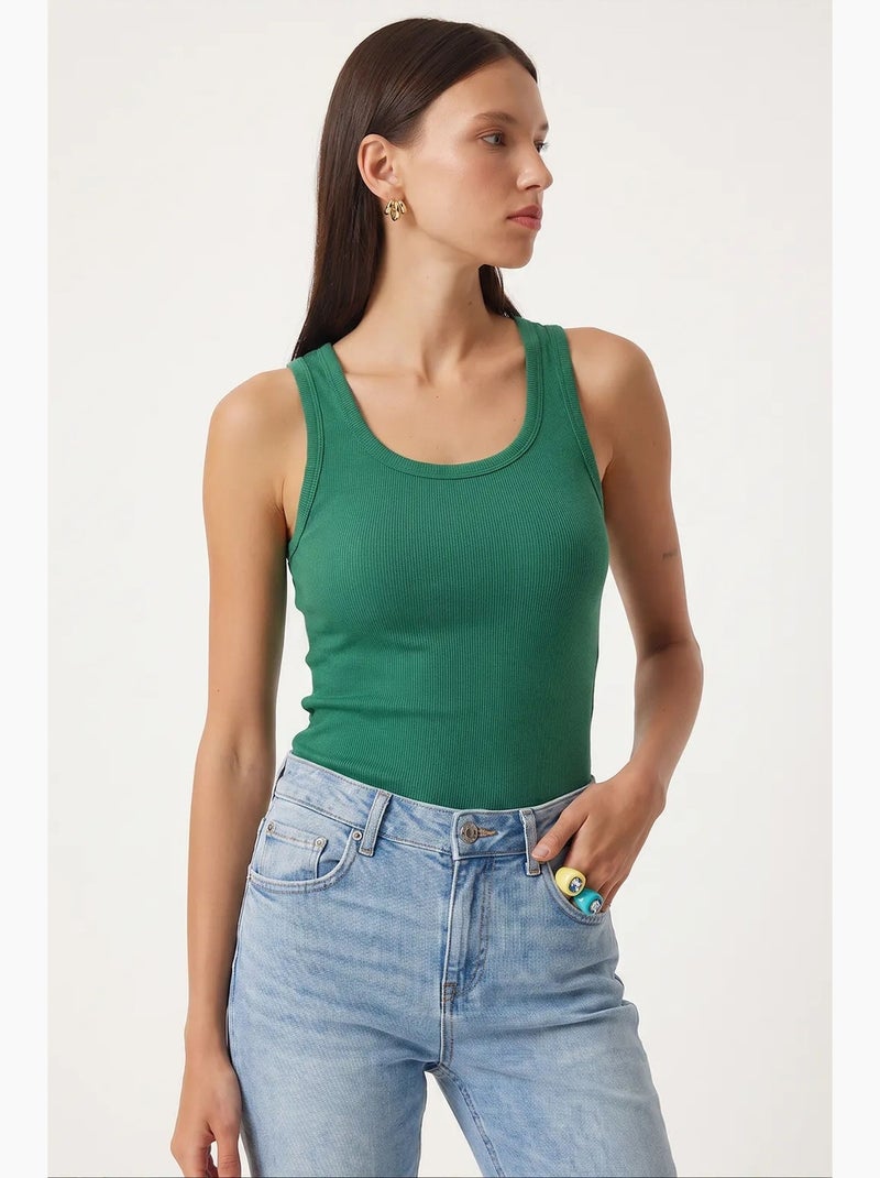Débardeur ajusté en maille à col en u, lot de 2 istanbul Vert jade - Kiabi