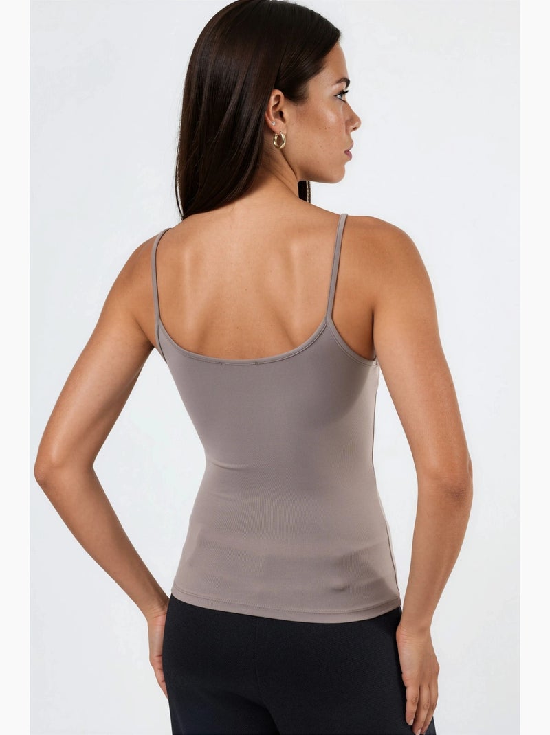 Débardeur ajusté en maille avec col en u busem Beige argile - Kiabi