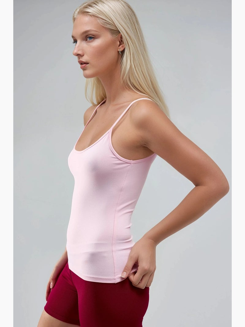 Débardeur ajusté en maille avec col en u busem Rose pâle - Kiabi