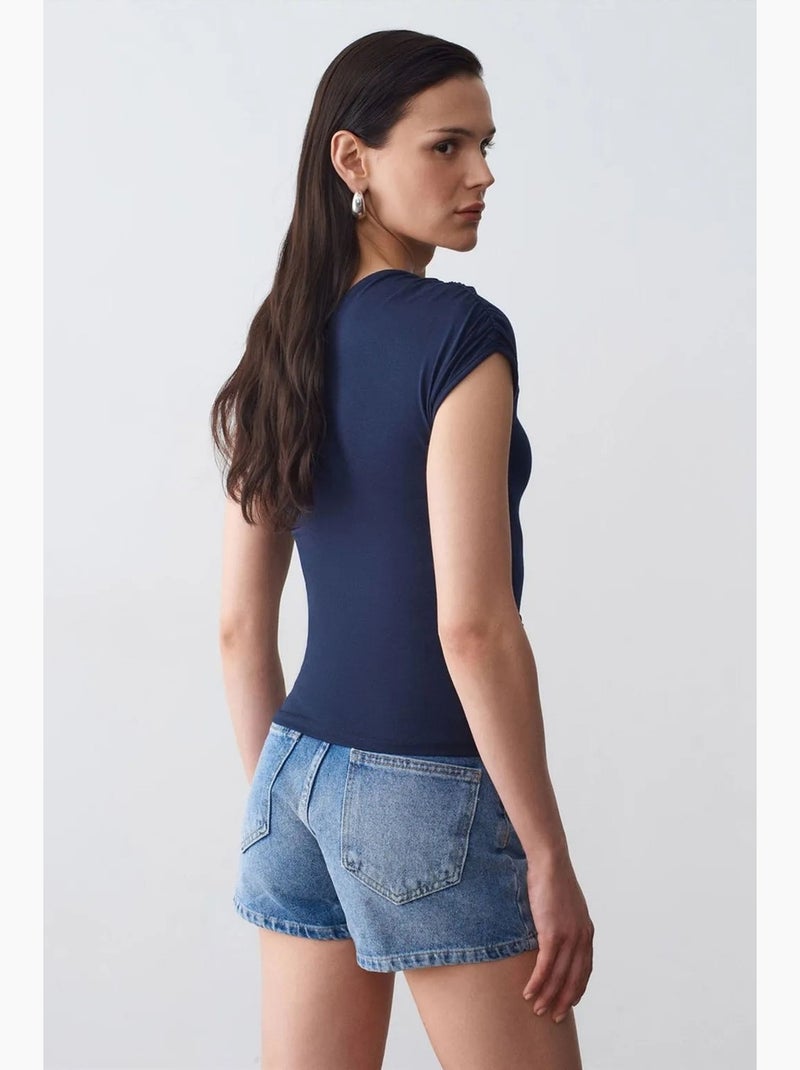 Débardeur asymétrique détail lien dilvin Bleu marine - Kiabi