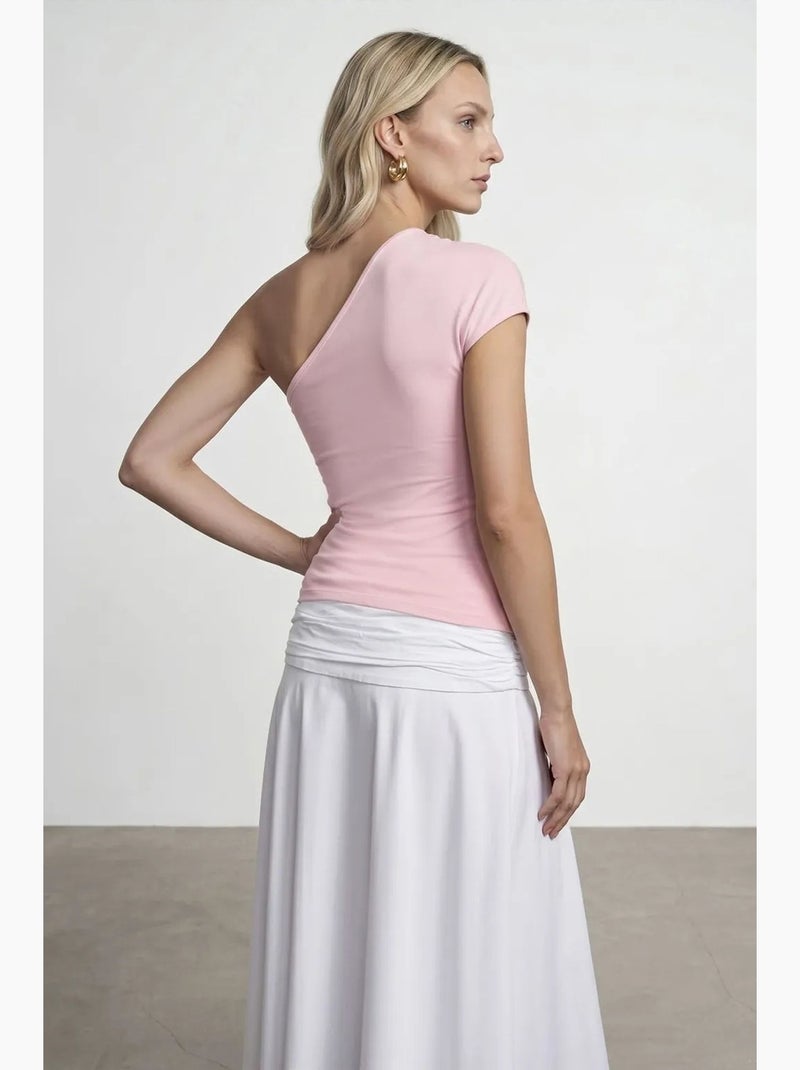 Débardeur asymétrique détail lien dilvin Rose pâle - Kiabi
