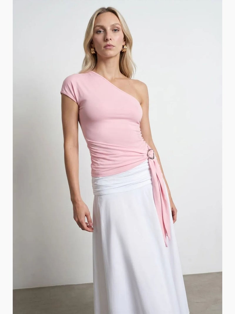 Débardeur asymétrique détail lien dilvin Rose pâle - Kiabi