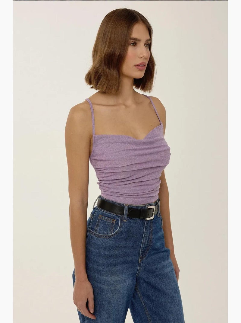 Débardeur asymétrique pailleté hiccup Violet - Kiabi
