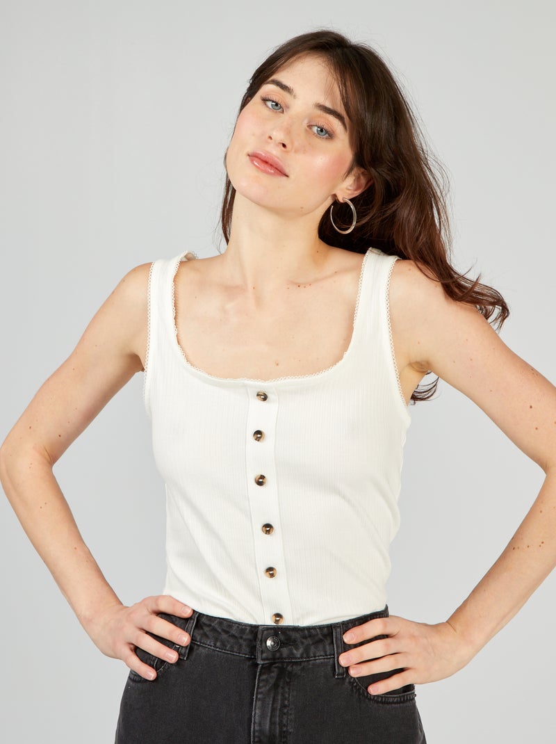 Débardeur avec boutons Blanc - Kiabi