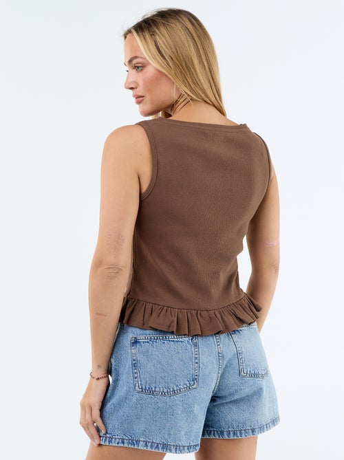 Débardeur avec col bateau et base volantée - Kiabi