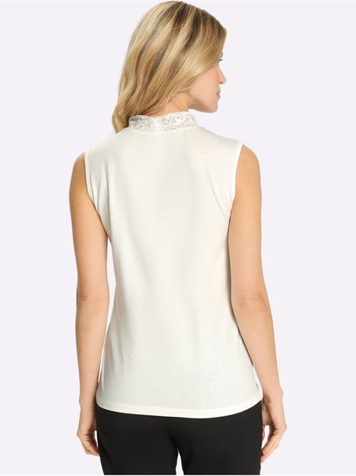 Débardeur avec col montant et empiècement en dentelle transparent - Taille standard - Moda Vilona - Kiabi