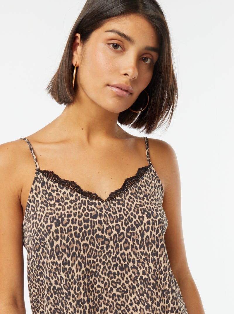 Débardeur avec dentelles au col Beige - Kiabi