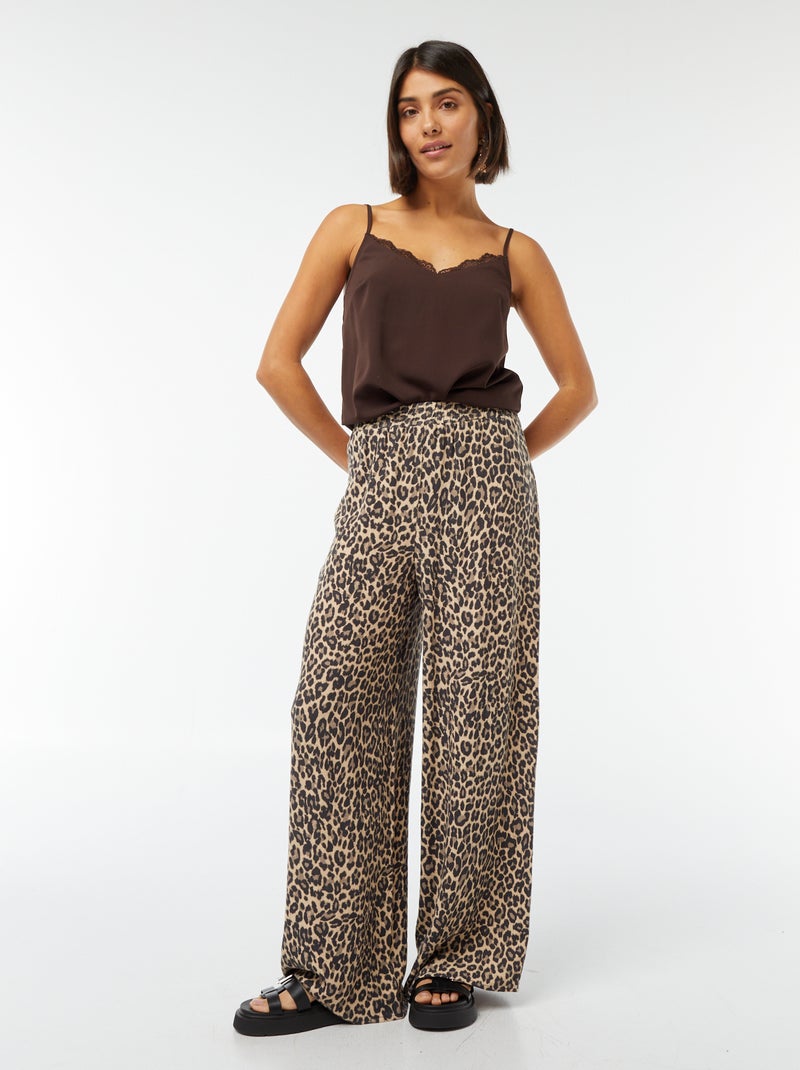 Débardeur avec dentelles au col Marron - Kiabi