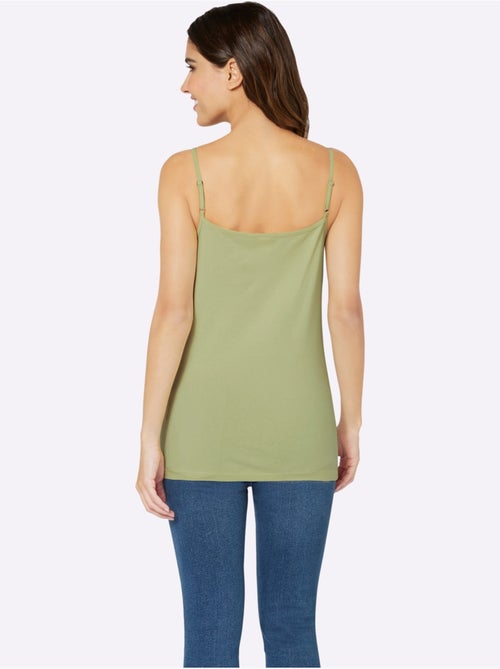 Débardeur avec encolure ronde et bretelles spaghetti réglables - Taille standard - Moda Vilona - Kiabi Débardeur avec encolure ronde et bretelles spaghetti réglables - Taille standard - Moda Vilona - Kiabi