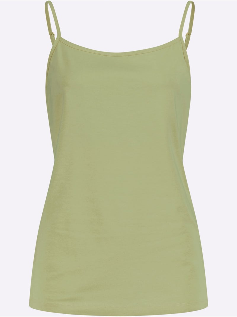 Débardeur avec encolure ronde et bretelles spaghetti réglables - Taille standard - Moda Vilona Vert tilleul - Kiabi