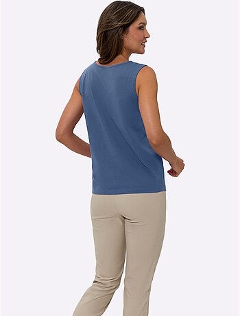 Débardeur avec encolure ronde et sans manches en tissu léger - Taille standard - Moda Vilona