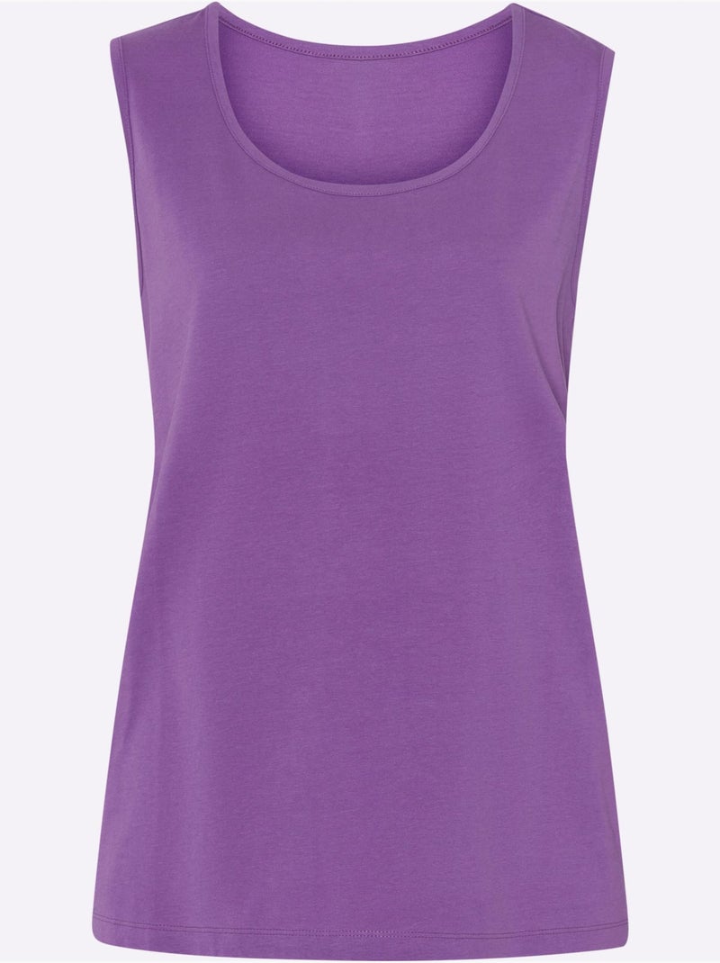 Débardeur avec encolure ronde et sans manches en tissu léger - Taille standard - Moda Vilona Mauve lilas - Kiabi