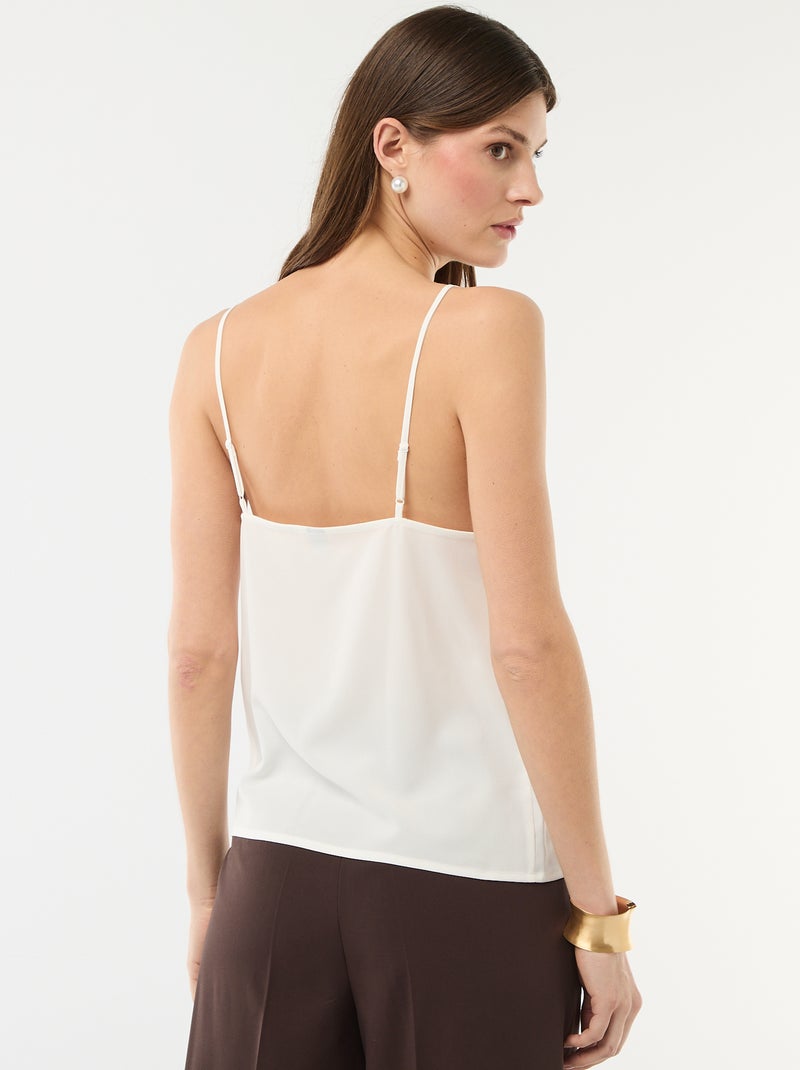 Débardeur avec fines bretelles réglables et col en dentelle Blanc - Kiabi