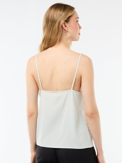 Débardeur avec fines bretelles réglables et col en dentelle - Kiabi