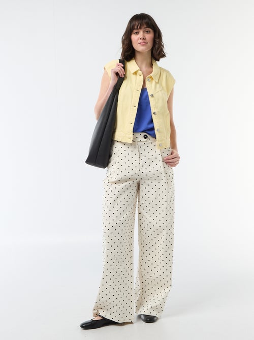 Débardeur avec fines bretelles réglables et col en dentelle - Kiabi