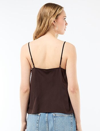 Débardeur avec fines bretelles réglables et col en dentelle