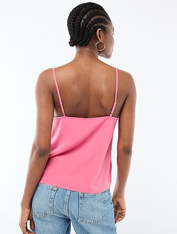 Débardeur avec fines bretelles réglables et col en dentelle