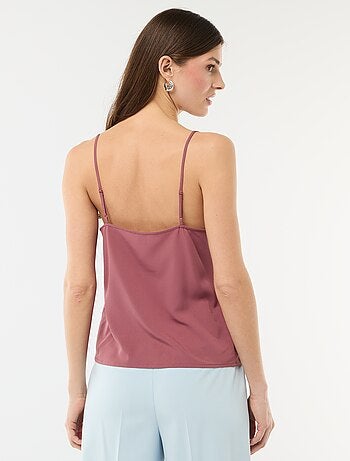 Débardeur avec fines bretelles réglables et col en dentelle