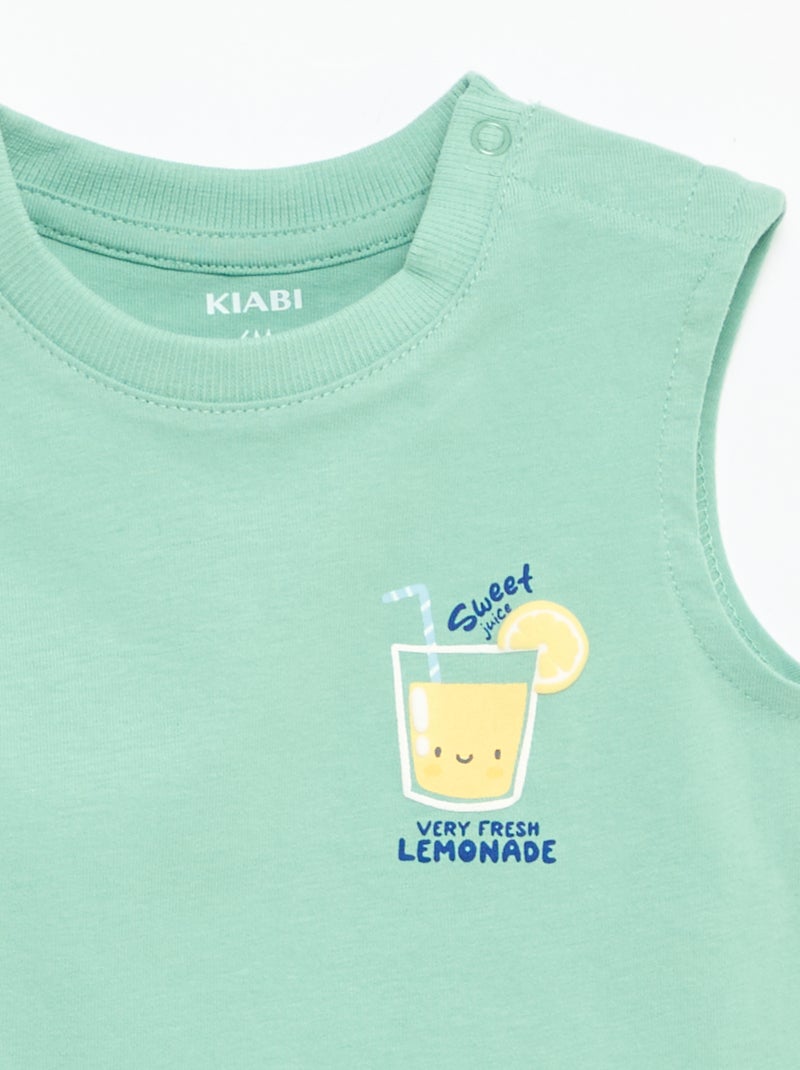 Débardeur avec imprimé devant Vert - Kiabi