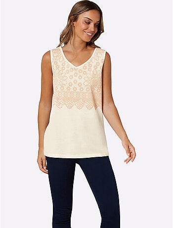 Débardeur imprimé dentelle tendance - taille standard - moda vilona