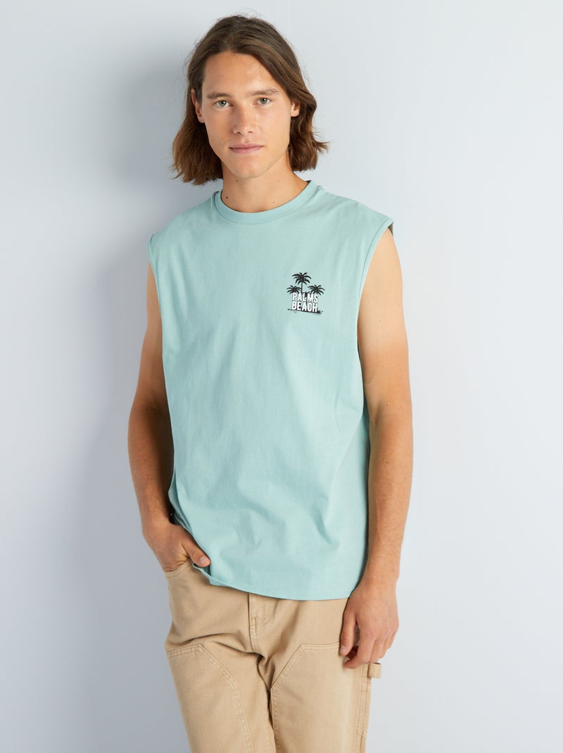 Débardeur avec imprimé 'Palms beach' Bleu - Kiabi