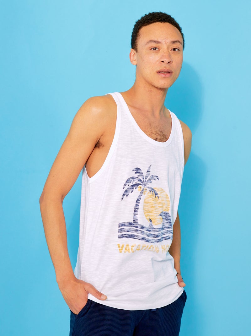 Débardeur avec imprimé 'Produkt' Blanc vacation - Kiabi