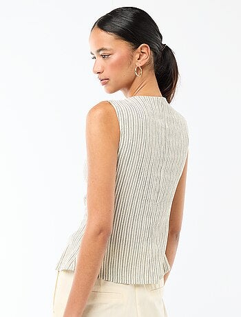 Débardeur avec ouverture par boutons dorés martelés