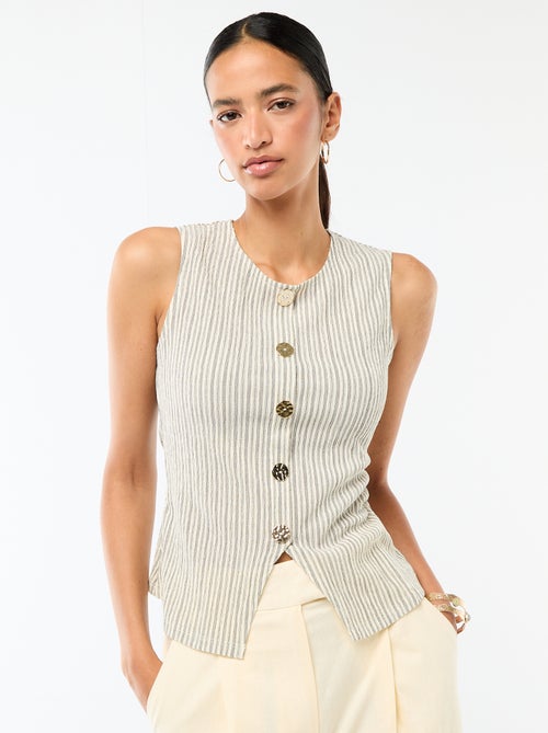 Débardeur avec ouverture par boutons dorés martelés - Kiabi