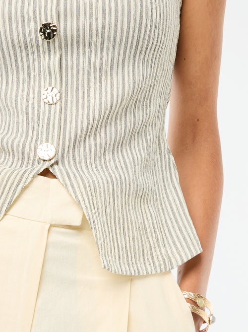 Débardeur avec ouverture par boutons dorés martelés - Kiabi