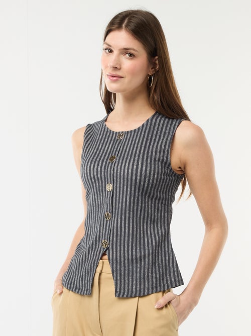 Débardeur avec ouverture par boutons dorés martelés - Kiabi