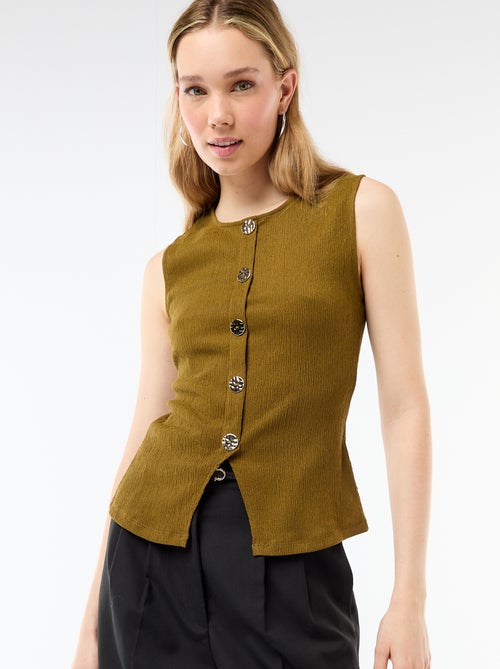 Débardeur avec ouverture par boutons dorés martelés - Kiabi