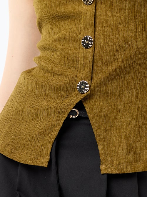 Débardeur avec ouverture par boutons dorés martelés - Kiabi