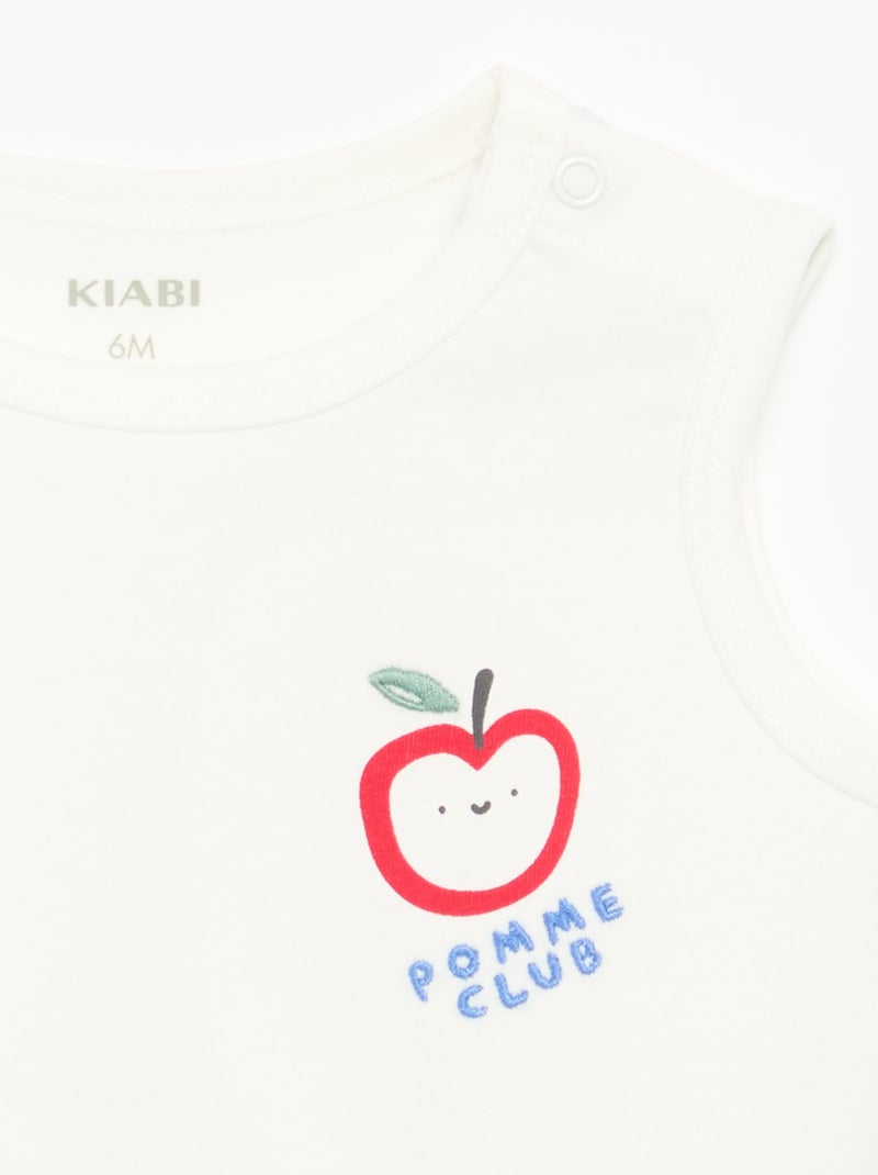 Débardeur avec patch à la poitrine Blanc - Kiabi