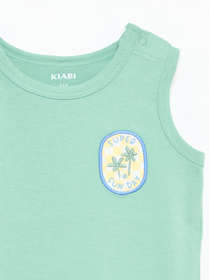 Débardeur avec patch à la poitrine Vert - Kiabi
