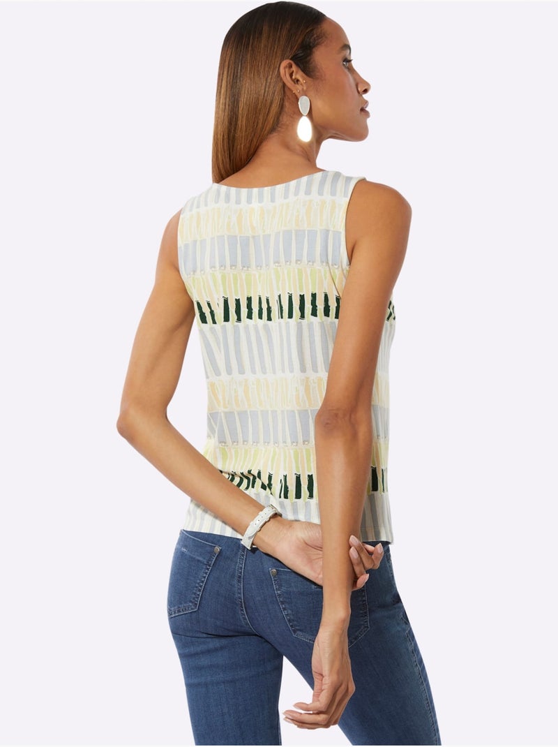 Débardeur Avec Viscose (ecovero) - Taille Standard - Helline Beige/Vert - Kiabi