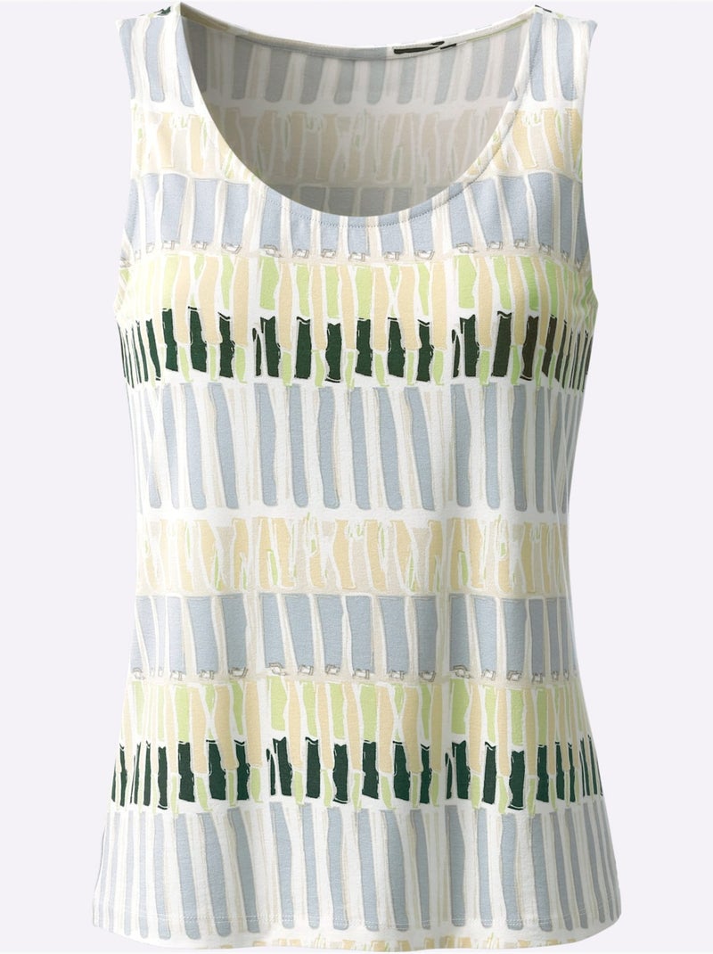 Débardeur Avec Viscose (ecovero) - Taille Standard - Helline Beige/Vert - Kiabi