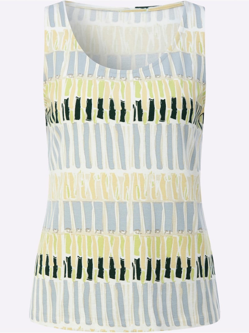 Débardeur Avec Viscose (ecovero) - Taille Standard - Helline Beige/Vert - Kiabi