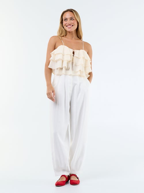 Débardeur avec volants et fines bretelles - Kiabi