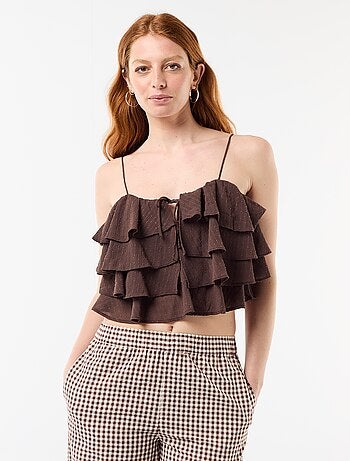 Débardeur avec volants et fines bretelles