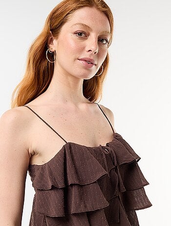 Débardeur avec volants et fines bretelles