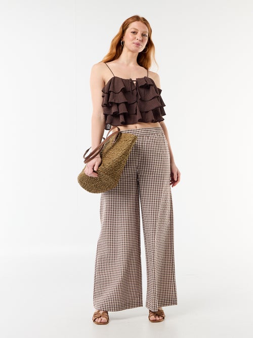 Débardeur avec volants et fines bretelles - Kiabi